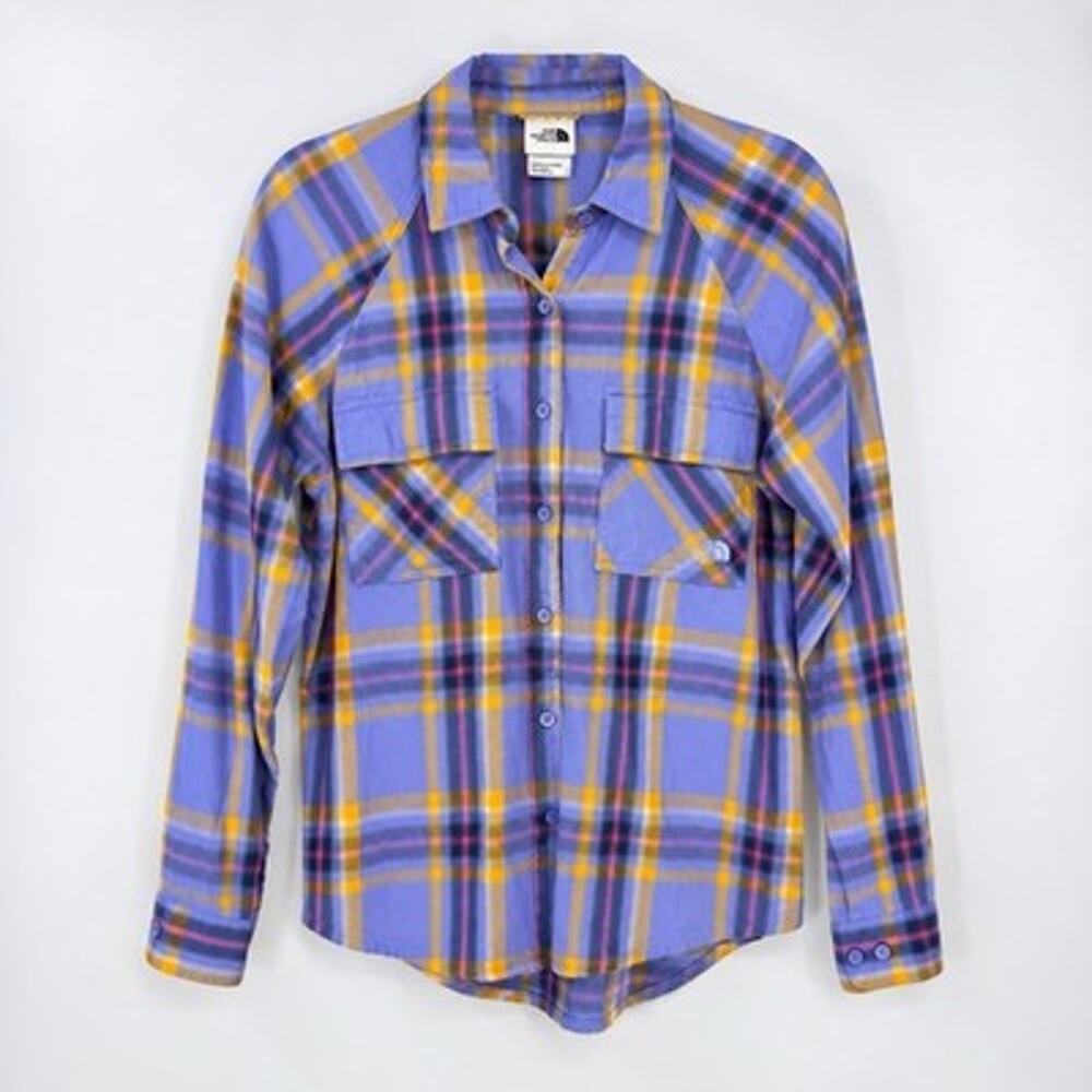 The North Face Set Up Camp Flannel Shirt Women Small Purple Plaid Button up